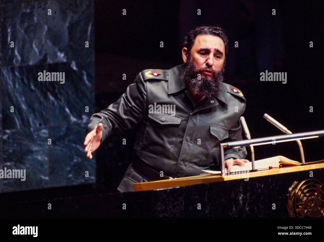 Fidel Castro sprach im Oktober 1979 vor den Vereinten Nationen in New York. Foto von Bernard Gotfryd Stockfoto