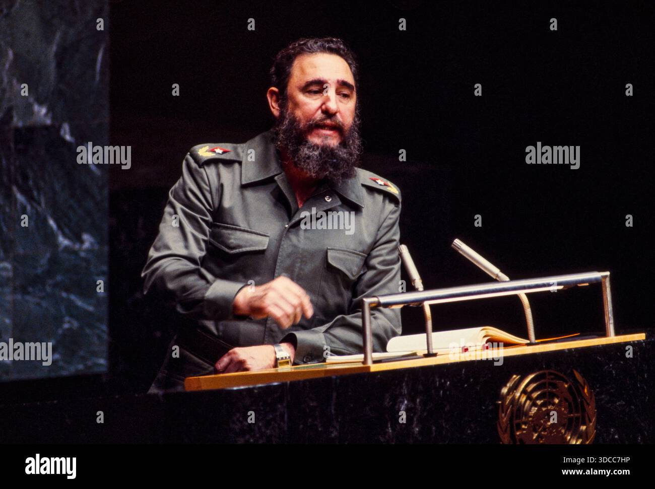 Fidel Castro sprach im Oktober 1979 vor den Vereinten Nationen in New York. Foto von Bernard Gotfryd Stockfoto