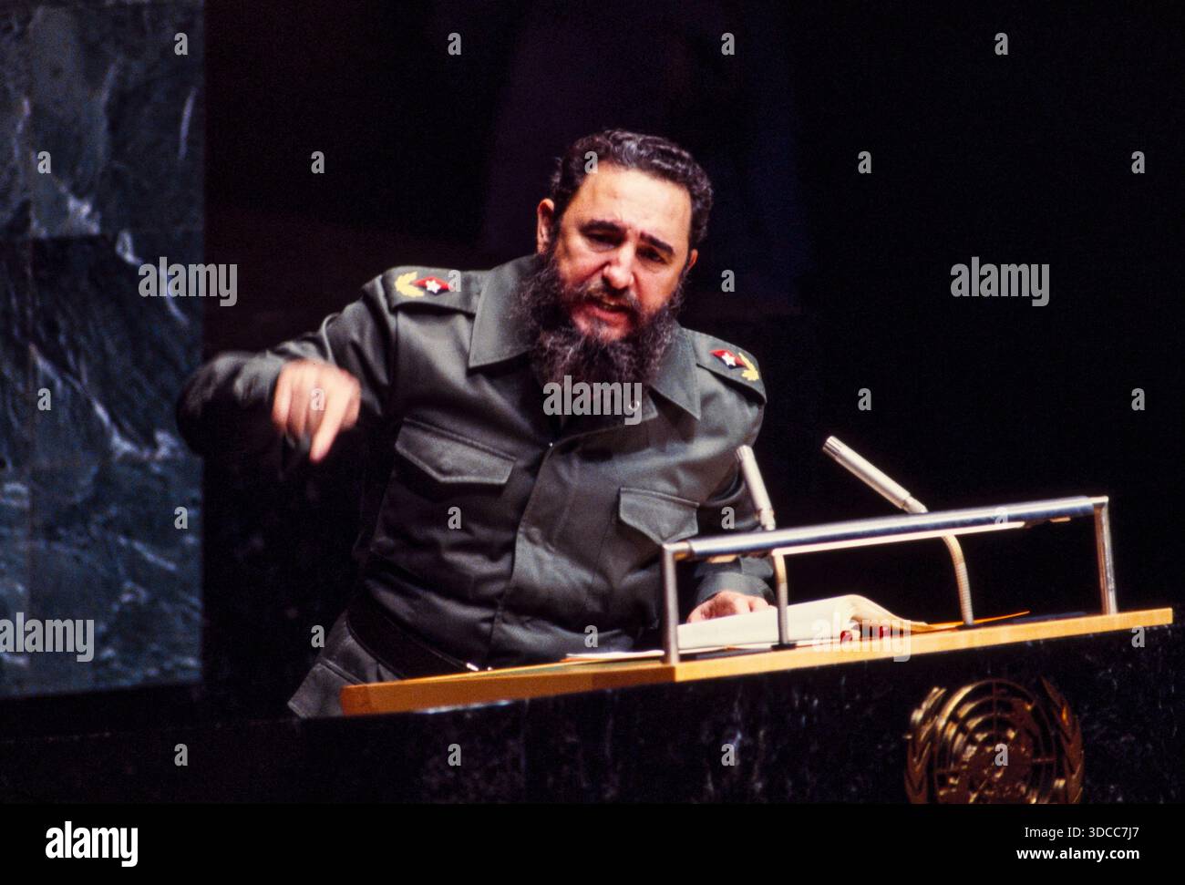 Fidel Castro sprach im Oktober 1979 vor den Vereinten Nationen in New York. Foto von Bernard Gotfryd Stockfoto