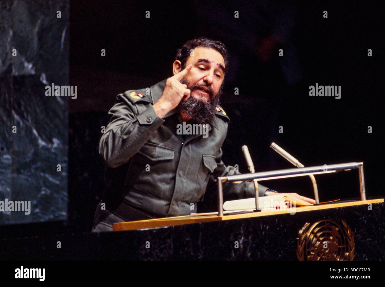 Fidel Castro sprach im Oktober 1979 vor den Vereinten Nationen in New York. Foto von Bernard Gotfryd Stockfoto