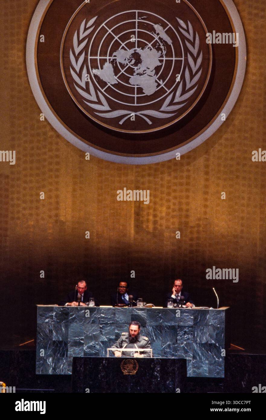 Fidel Castro sprach im Oktober 1979 vor den Vereinten Nationen in New York. Foto von Bernard Gotfryd Stockfoto