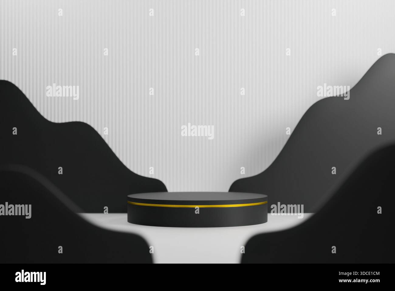 Schwarz-weiß gewellte Landschaft Podium Hintergrund Stockfoto