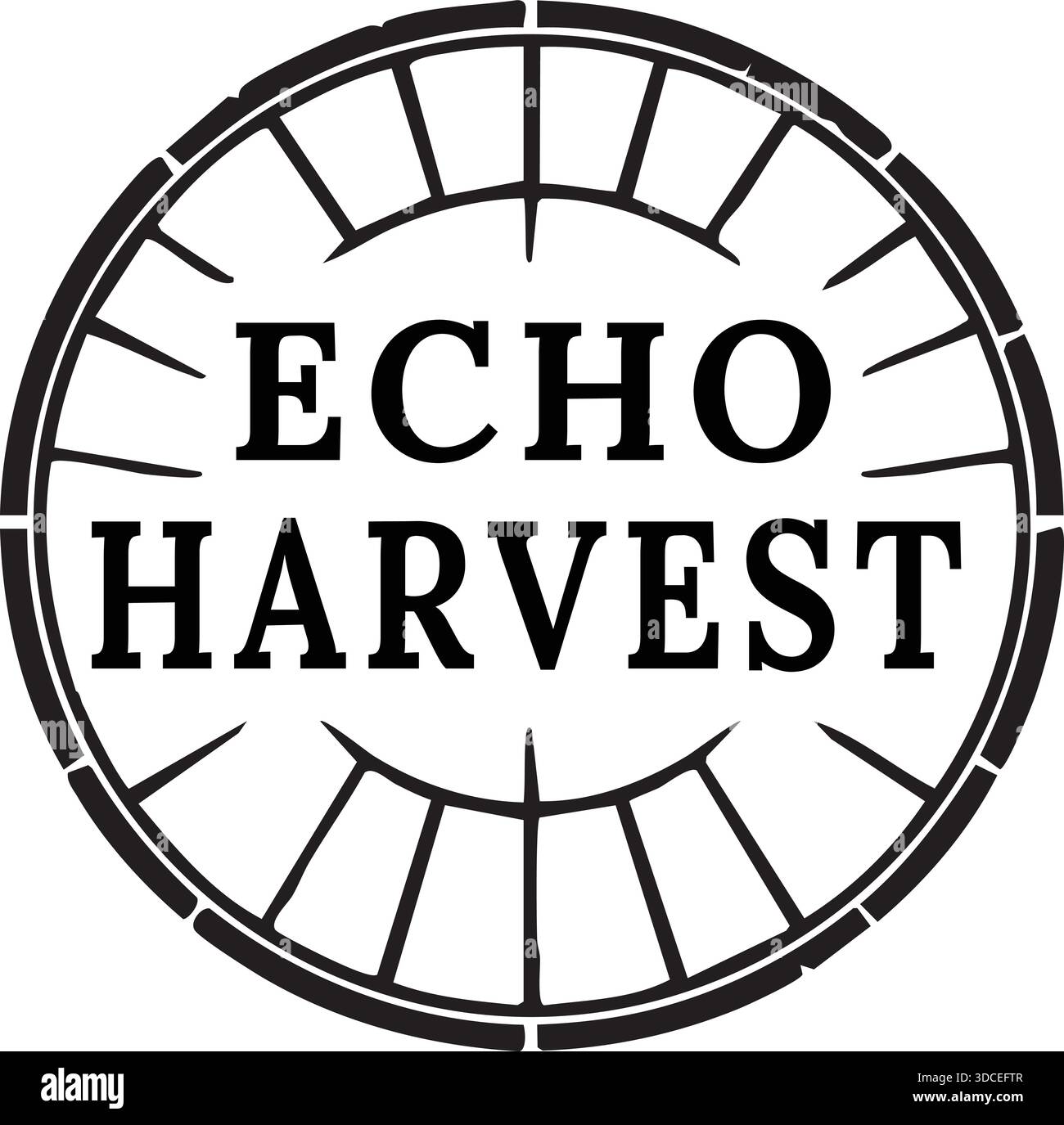 Großes kreisförmiges Schild mit radialen Teilstrichen und stark kondensierter Form, das auf eine Uhr oder eine Anzeige hinweist. Stock Vektor