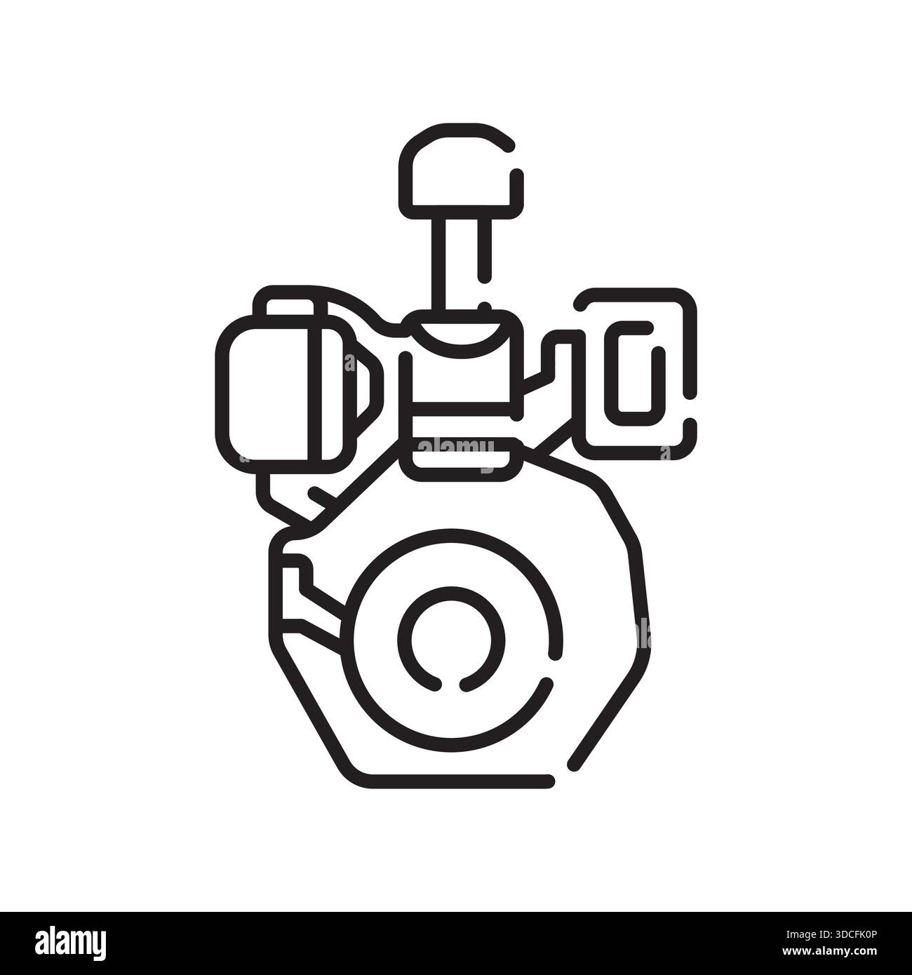 Symbol für schwarze Linie des Motors. Vektor isoliertes Element.editierbare Kontur Stock Vektor