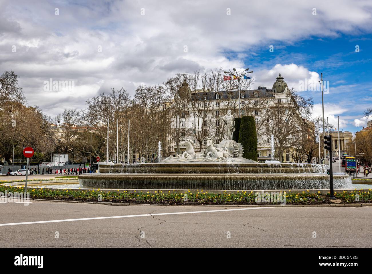 14. März 2025, Madrid, Spanien: Plaza de Neptuno in Madrid mit dem Neptunbrunnen in der Mitte Stockfoto