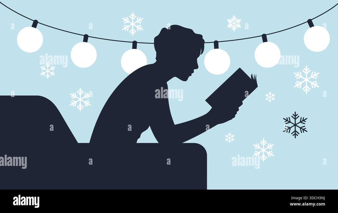 Silhouette eines Lesers im Winter Stock Vektor
