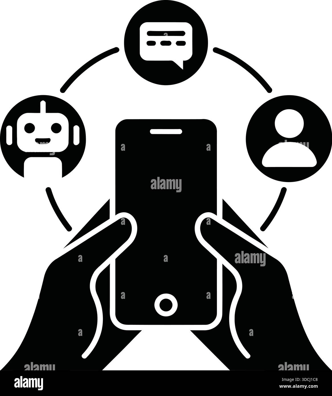 Mobile Interaktion mit Chatbot und Benutzeroberfläche zur Demonstration digitaler Kommunikation und automatisierter Unterstützung Stock Vektor