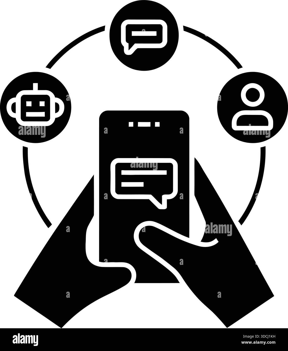 Mobile Interaktion mit Chatbot und Benutzeroberfläche zur Demonstration digitaler Kommunikation und automatisierter Unterstützung Stock Vektor