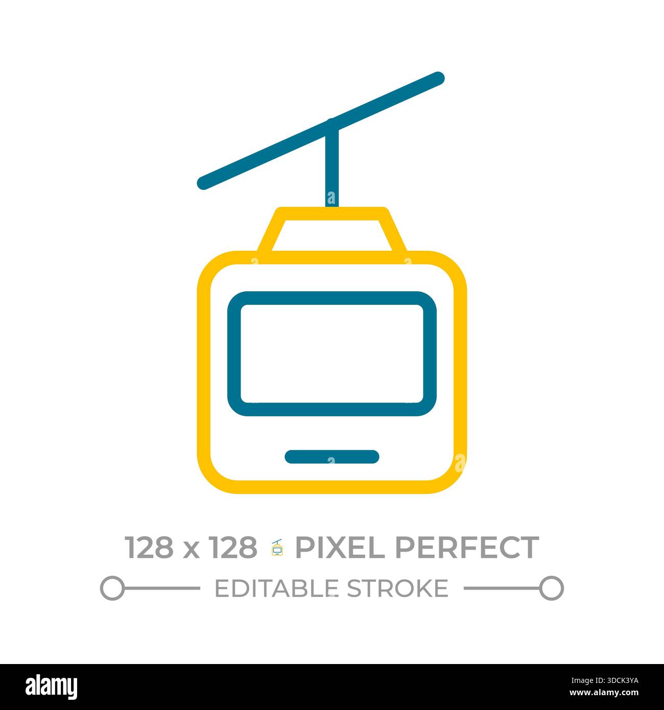 Cable Car Pixel Perfect Symbol für zwei Farblinien Stock Vektor