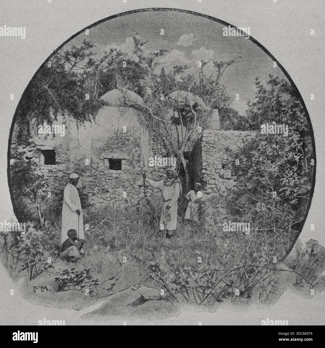 Kilwa Kisiwani (Kilwa Island), Tansania. Große Moschee von Kilwa. Die erste Bauphase geht auf das 12. Jahrhundert zurück. Fotografie. "La conquista de Africa" (die Eroberung Afrikas), von Alfredo Opisso. Band III. Veröffentlicht in Barcelona (Spanien) von Molinas y Maza Editores, 1911. Stockfoto