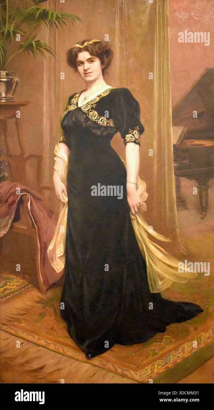 Servais Joseph Detilleux - Portrait De Femme En Pied Stockfoto