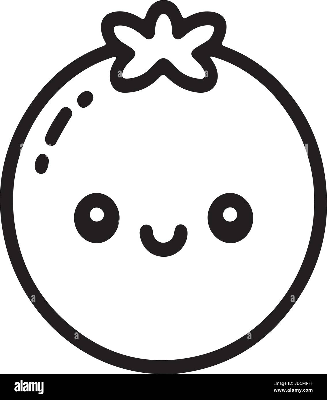 Niedliche Kawaii Orange Fruit Face Line Art Icon für Kinder Food Design Stock Vektor