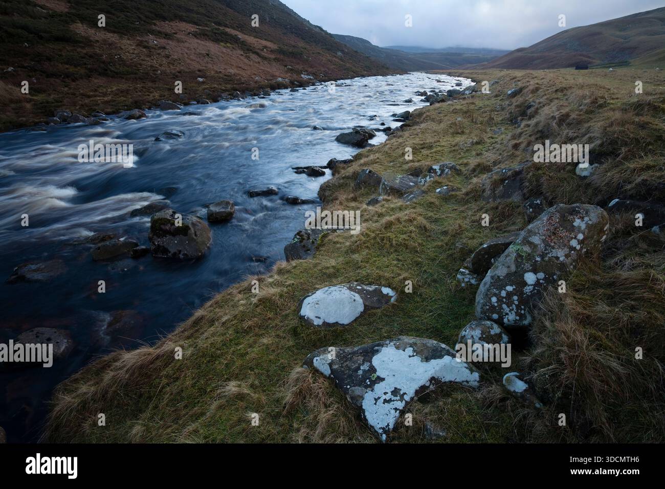 Der Infant River Tees in den Northern Pennines in Count Durham an einem Wintertag, Großbritannien Stockfoto