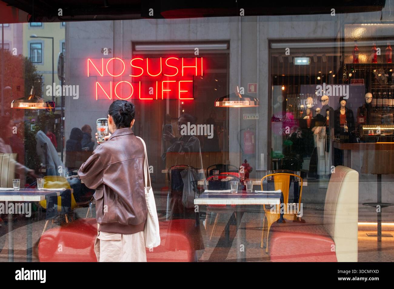 Kein Sushi, Kein Leben, Neonzeichen Stockfoto