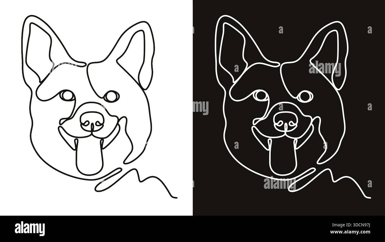 Hundeillustration mit einem ästhetischen durchgehenden einzeiligen Kunststil Stock Vektor