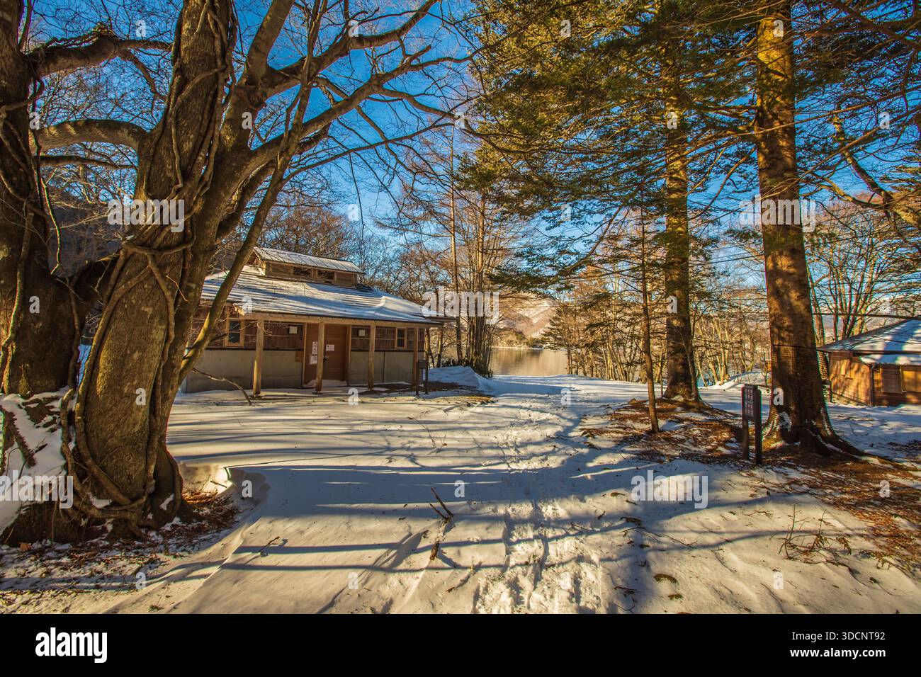 Winterlandschaft in Oku-Nikko, Präfektur Tochigi Stockfoto