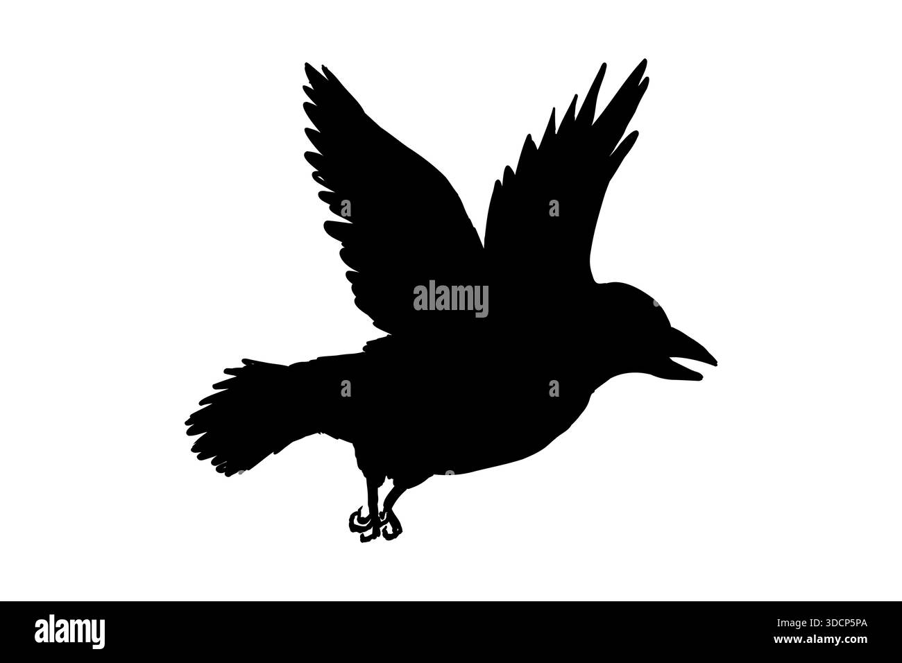 Fliegende Krähenvogel-Silhouette, einfache Schwalben im Flug, Krähen am Himmel. Gruppe von Vögeln Grenze. Vektorabbildung Stock Vektor