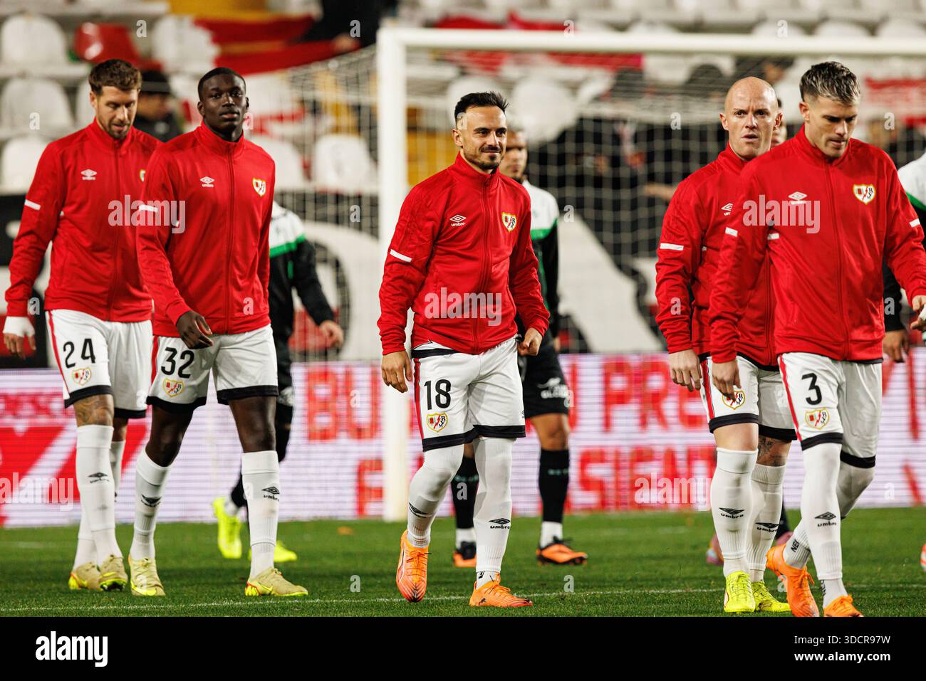 Florian Lejeune, Nobel Mendy, Alvaro Garcia und ISI Palazon wurden während des LaLiga EA SPORTSPIELS zwischen Rayo Vallecano und Real Betis Balomp gesehen Stockfoto