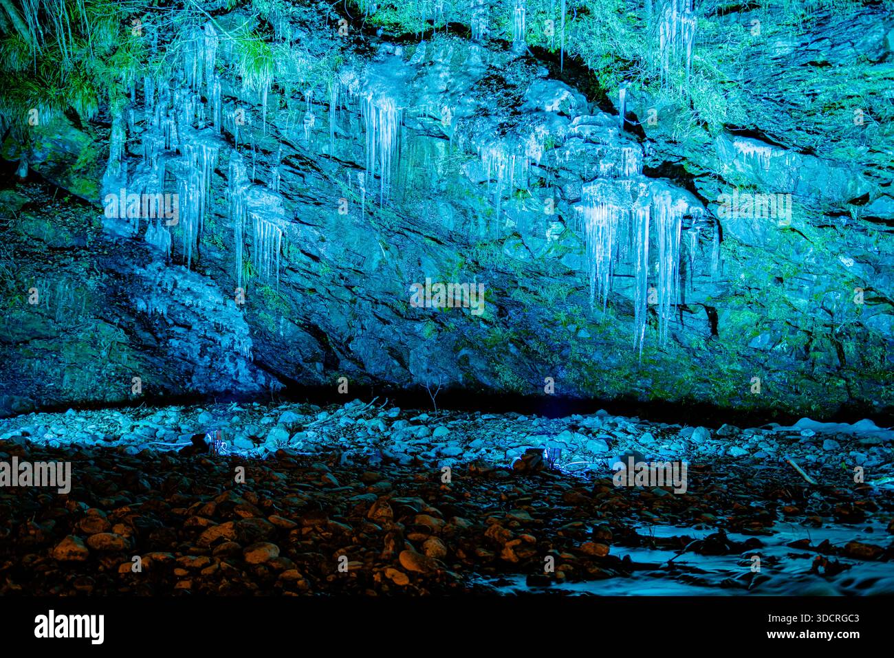 Eiszapfen von Misotsuchi in der Präfektur Saitama Stockfoto