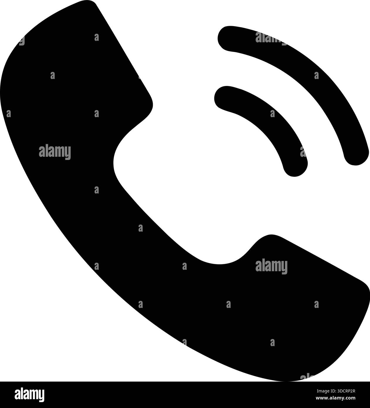 Eine einfache schwarze Silhouette eines klassischen Telefonhörers, die Kommunikation und Konnektivität veranschaulicht Stock Vektor