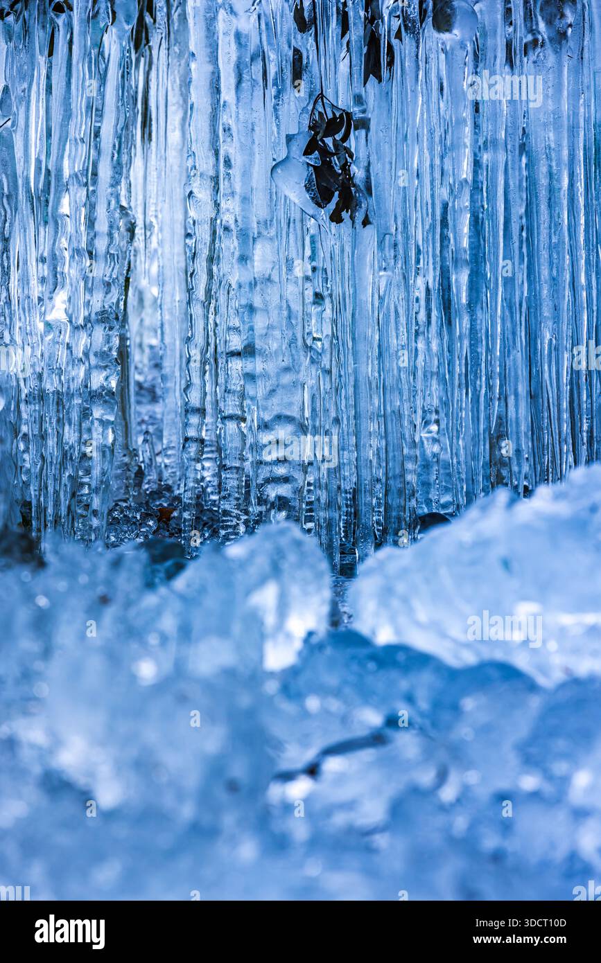Eiszapfen von Onouchi Hyakukei, Präfektur Saitama Stockfoto