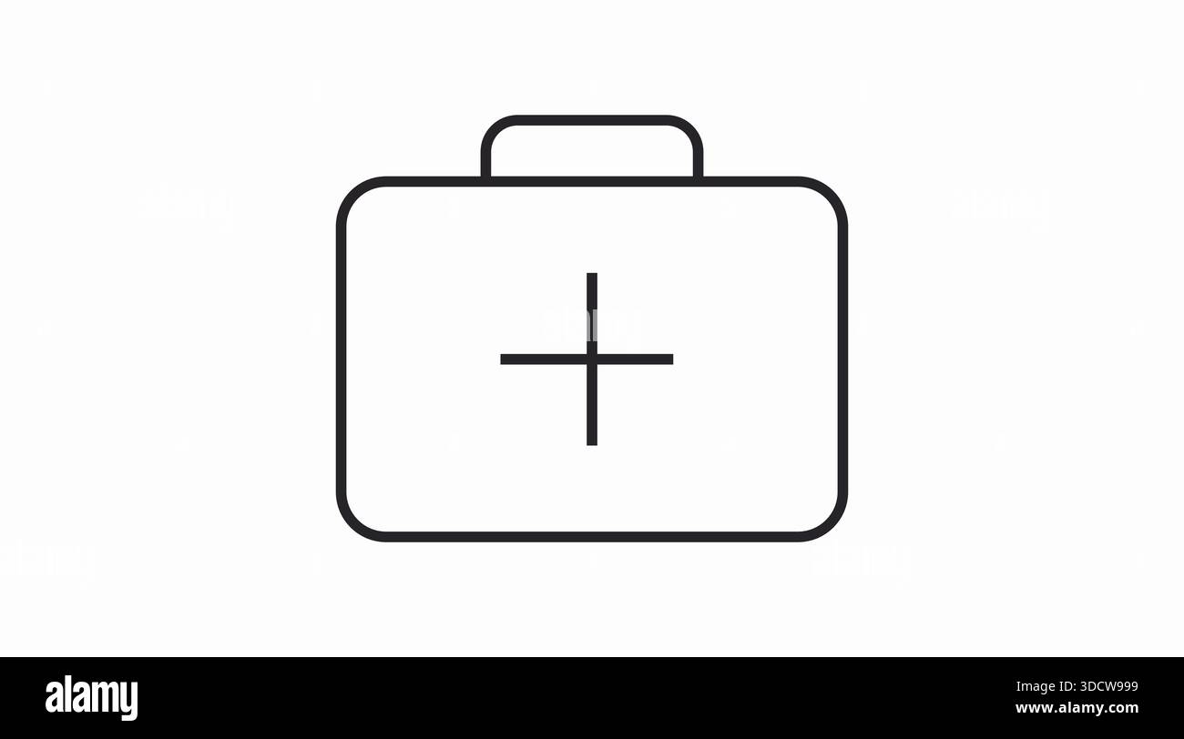 Schwarz-weißes medizinisches Kit-Symbol – Vektorsymbol für erste-Hilfe-Kasten Stock Vektor