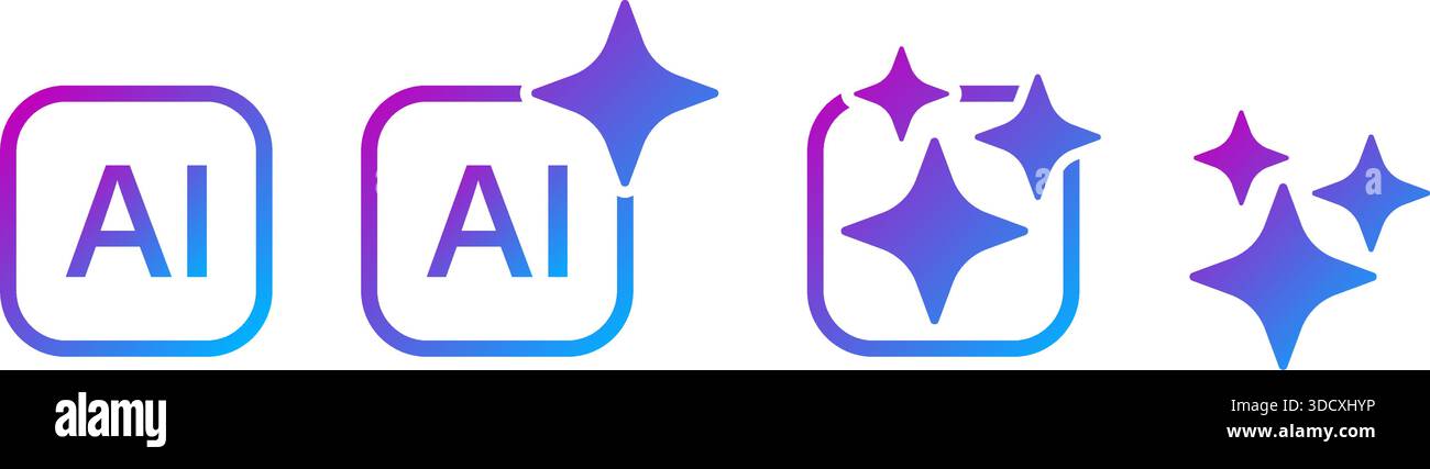 Künstliche Intelligenz im flachen Stil. AI generiert Vektordarstellung auf isoliertem Hintergrund. Prompt-Algorithmus signiert Geschäftskonzept. Stock Vektor