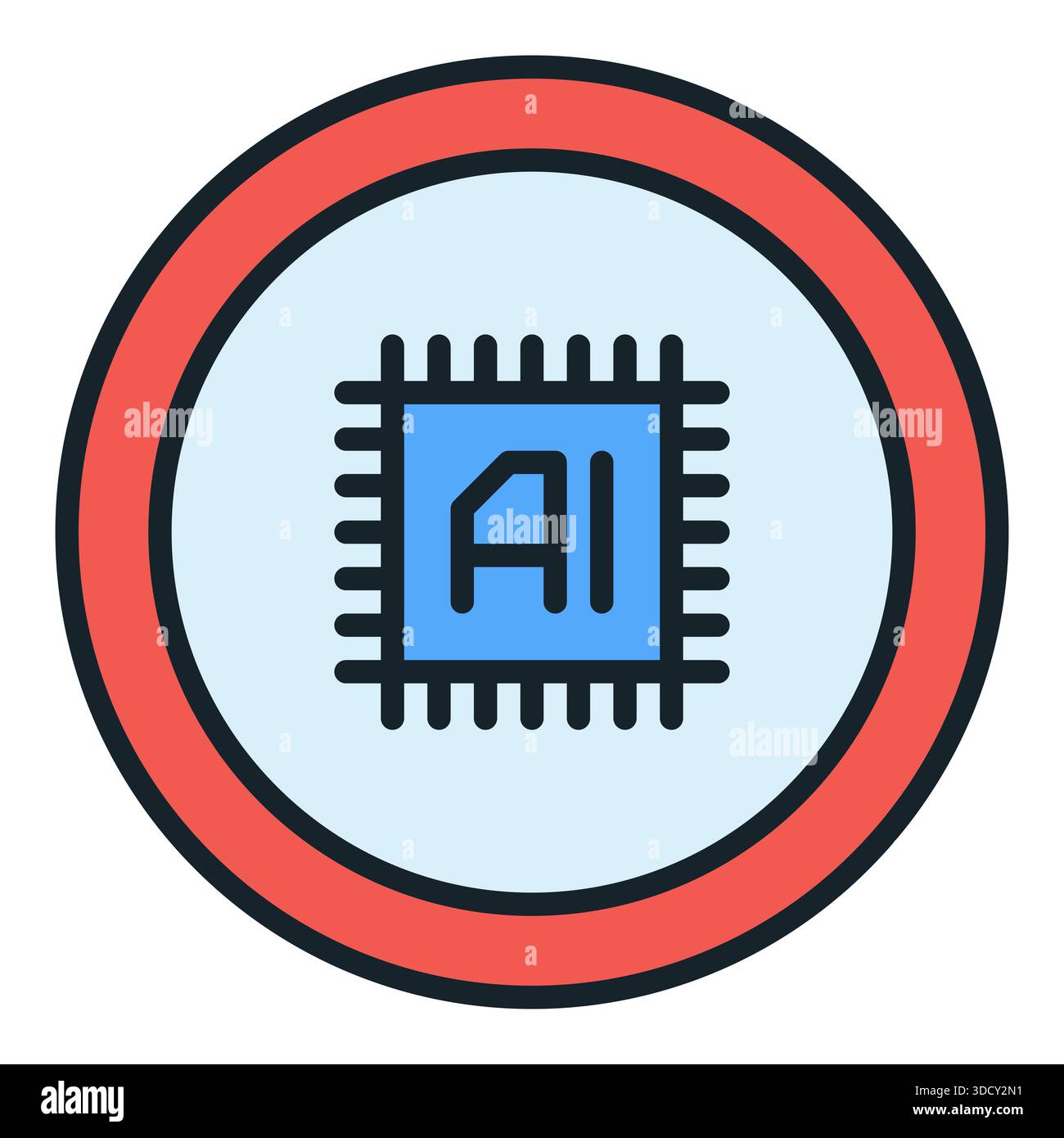 KI-Chip-Vektor Künstliche Intelligenz Computer CPU Konzept farbiges rundes Symbol oder Designelement Stock Vektor