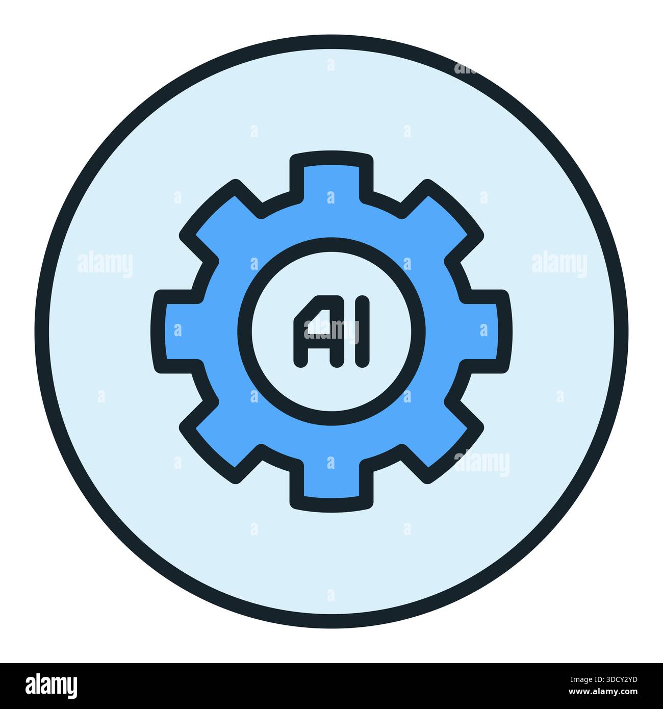 KI-Gear-Vektor Künstliche Intelligenz Konzept rundes farbiges Symbol oder Logo-Element Stock Vektor