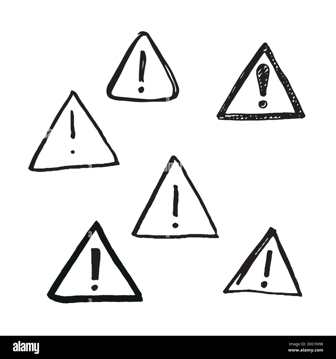 Handgezeichnetes Warnsymbol-Dreieck-Doodle. Warnschildsymbol Scribble. Stock Vektor