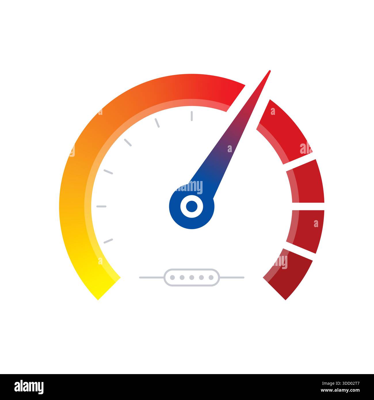Zick-Zack-Tachometer auf weißem Hintergrund. Kurzwahlkonzept – Stockbild Stockfoto