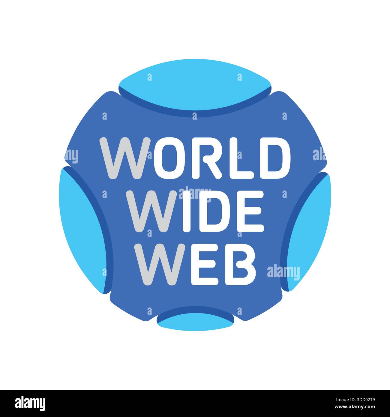 World Wide Web Konzept im Kreis. World Wide Web in blauer Oberfläche Stockfoto