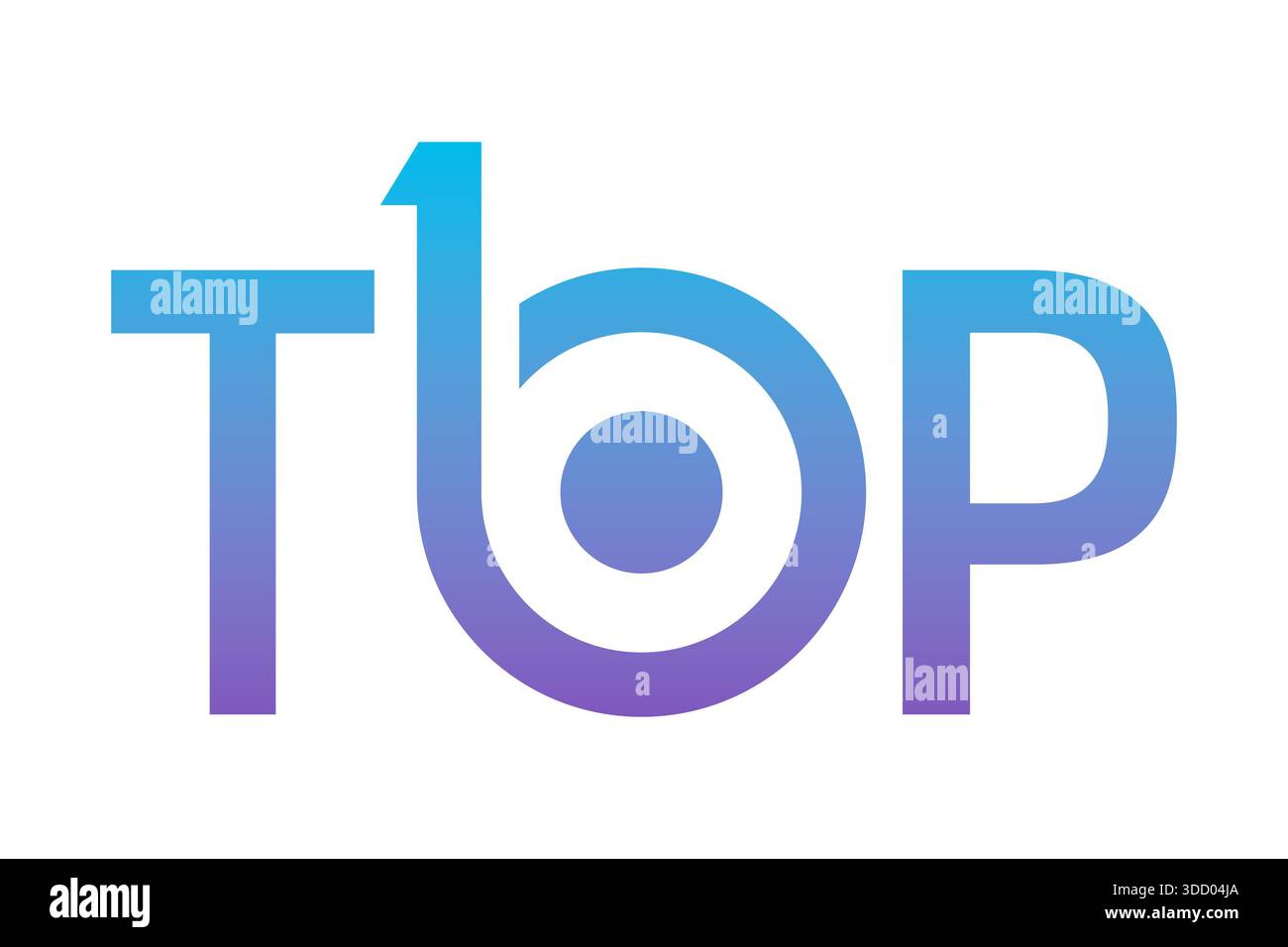Blau-violettes Top 10-Logo. Top-10-Konzept für die Welt der Musik, des Sports, der Technologie, der Wirtschaft und des Bildungswesens Stockfoto
