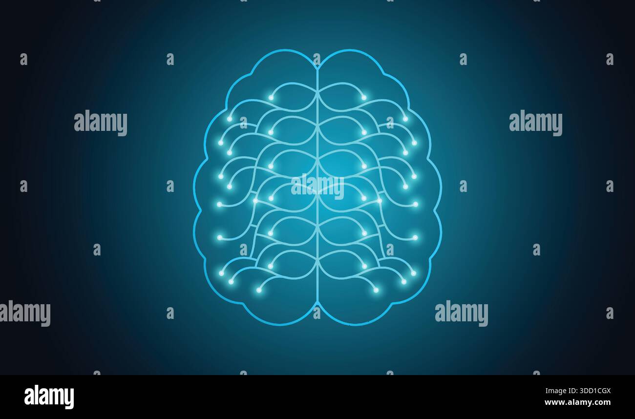 Glowing Digital Brain Artificial Intelligence Technology Konzept Stock Vektor