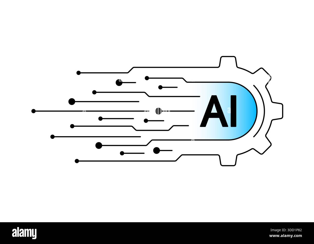 Schnittstelle für künstliche Intelligenz in der Industrie. KI-Konzept mit elektronischer Schaltung. Das Konzept der künstlichen Intelligenz Stockfoto
