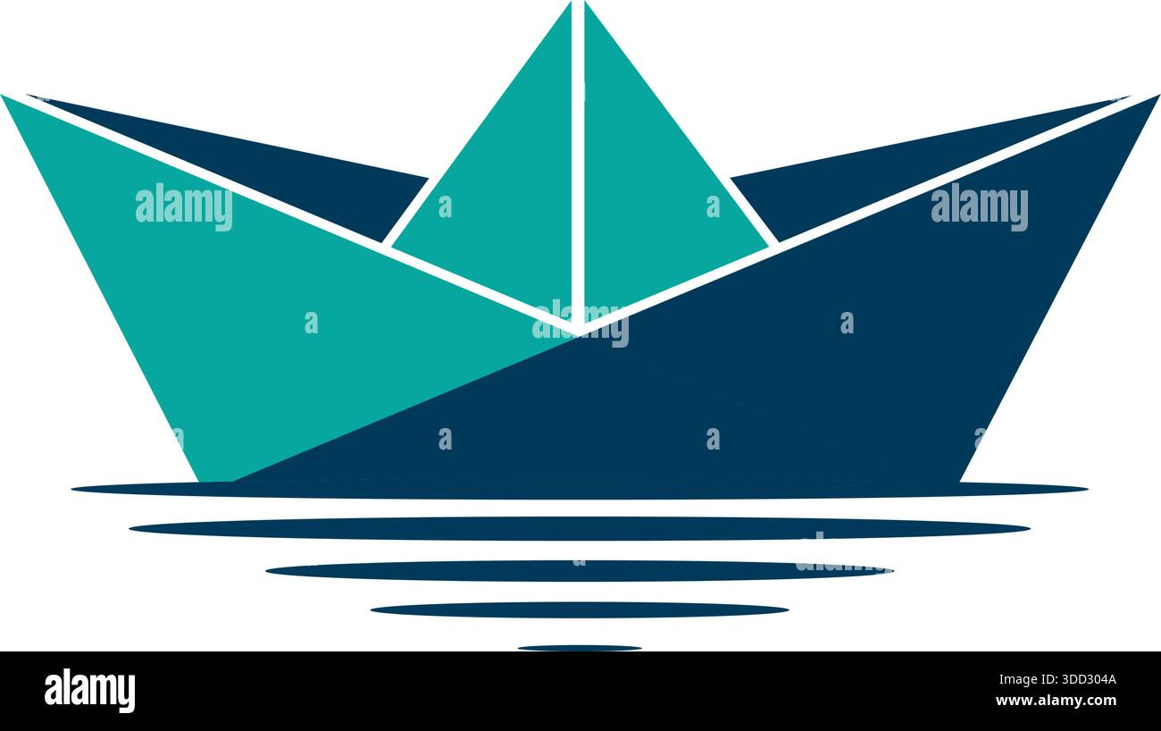 Papierboot Origami Logo Design Minimal Creative Template Vektor Stock Vektor