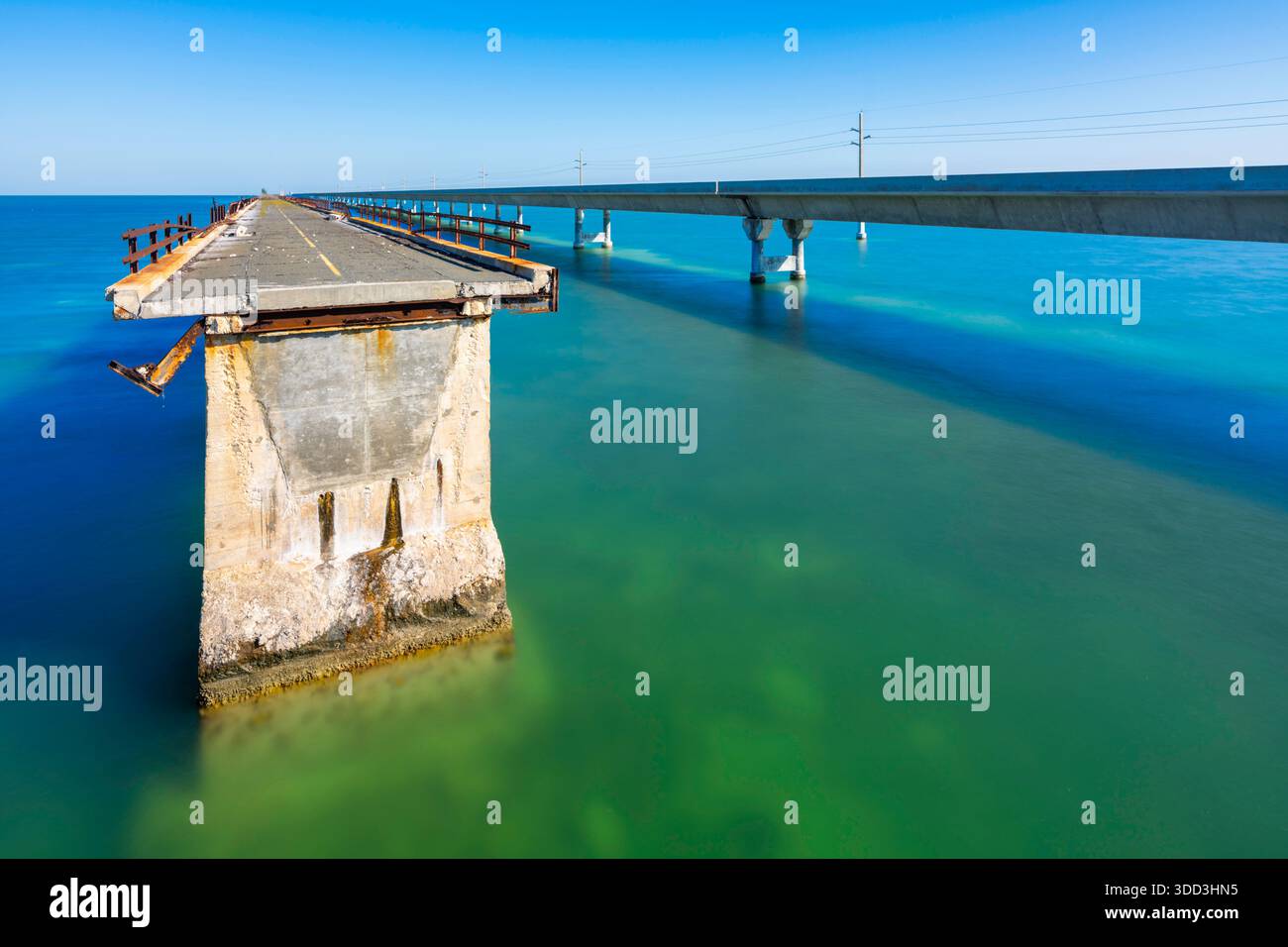 Old Seven Mile Bridge Florida Keys. Lange Belichtung Stockfoto