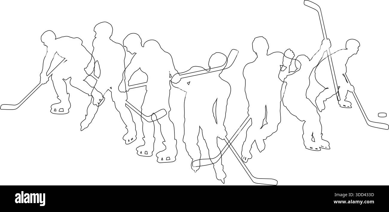 Eishockey Silhouette People Player Silhouetten Stock Vektor