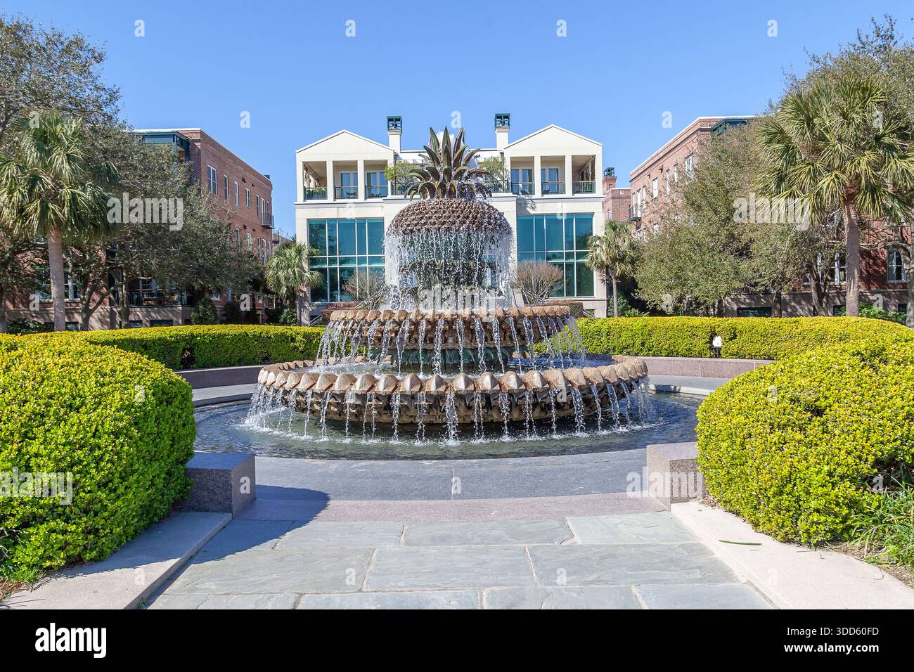 Ananas-Brunnen im Waterfront Park in Charleston, South Carolina, USA. Stockfoto