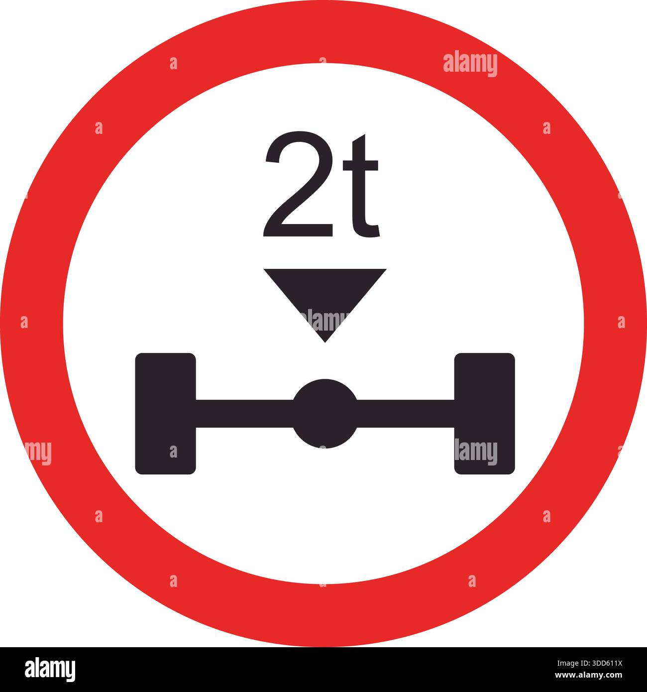 Verkehrsschild zur Begrenzung des Achsgewichts bei Fahrzeugen. Stock Vektor