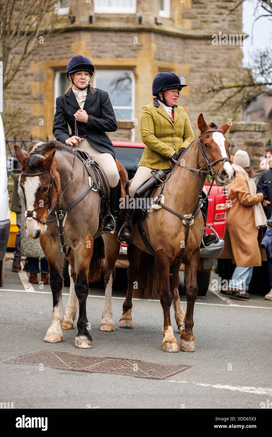 Jagd am zweiten Weihnachtsfeiertag in Hay-on-Wye Stockfoto