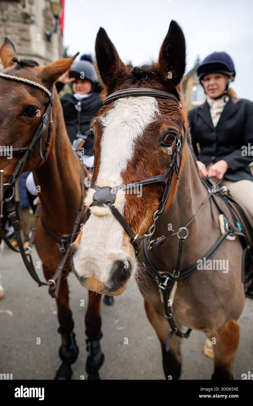 Jagd am zweiten Weihnachtsfeiertag in Hay-on-Wye Stockfoto