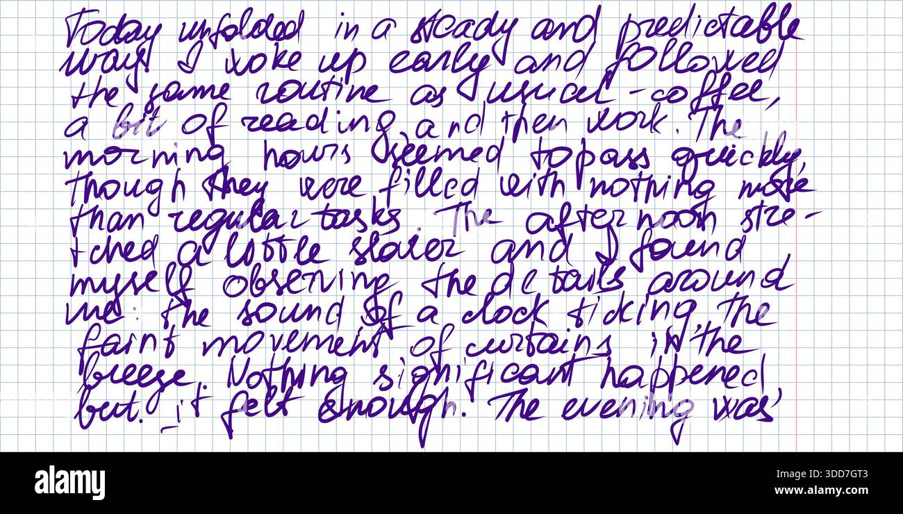 Gekritzeltes kursives Essayblatt mit Stift und Tinte Handschrift unleserlicher Unsinn im antiken Stil völlig unlesbar dekorativ altmodische Schrift Vintage Stock Vektor