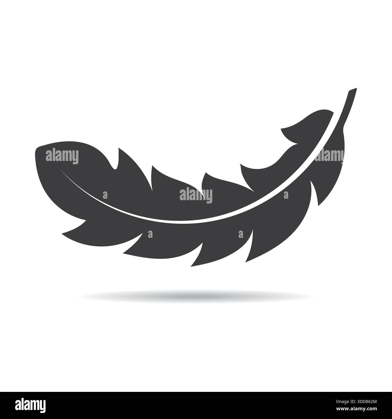 Minimalistische schwarze Feder Icon Silhouette Vektor Illustration isoliert auf weißem Hintergrund Stock Vektor