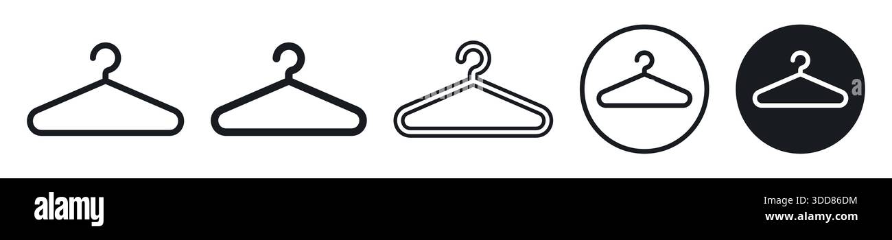 Minimalistischer Kleiderbügel mit Icon-Set-Konzept mit modischem Branding oder Logo Stock Vektor