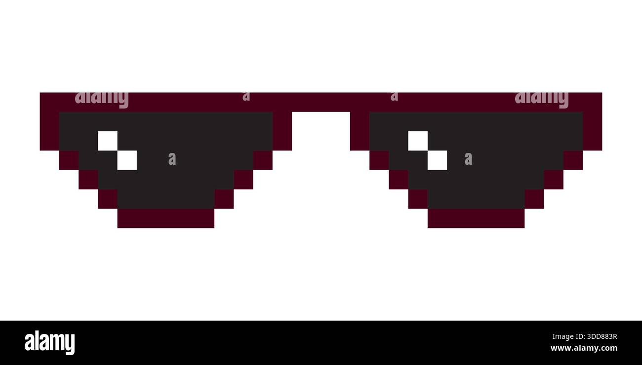 Lustige Retro pixelated Sonnenglas Icon, Boss Brille Meme, Lebensstil Meme Sonnenbrille Gangster, Vektor Illustration Stock Vektor