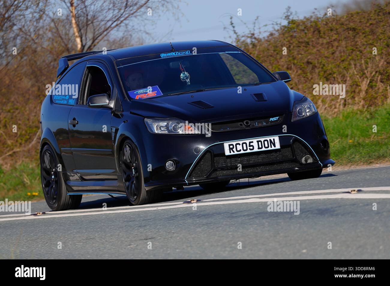 2006 Ford Focus ST in Black auf der B1222 in der Nähe von Sherburn in-Elmet in North Yorkshire Stockfoto