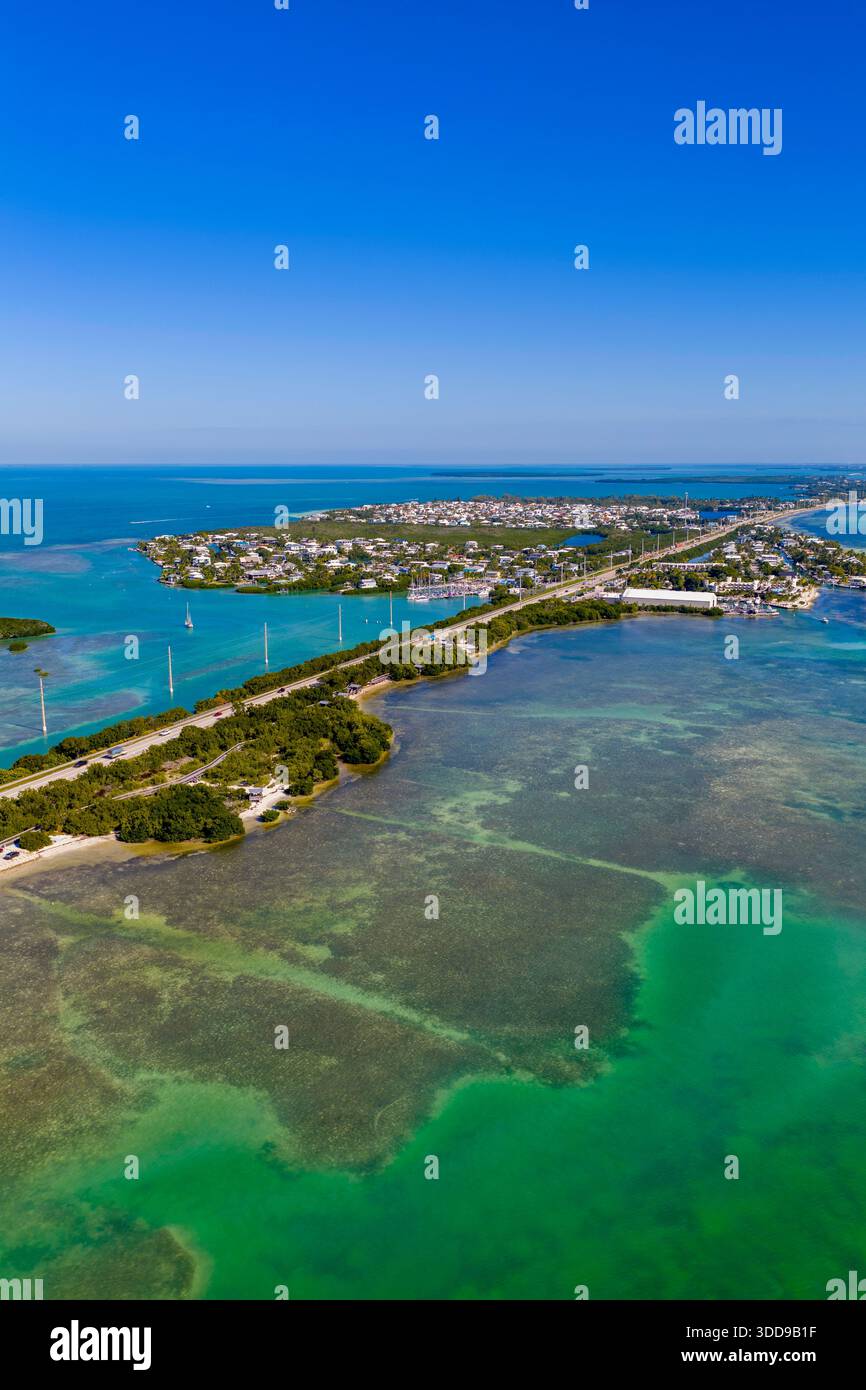 Luftbild Overseas Highway Islamorada Florida Keys 2025 Stockfoto