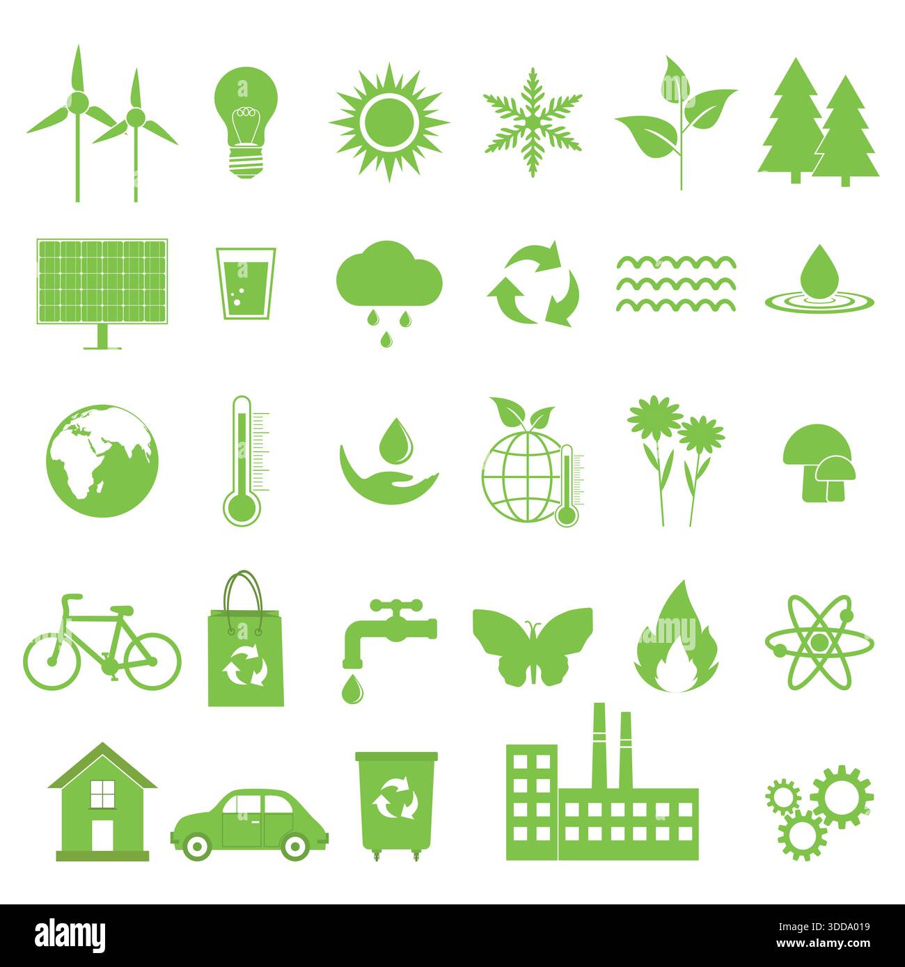 Ökologische Designelemente isoliert auf weißem Hintergrund Stock Vektor