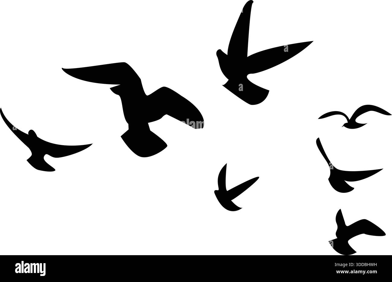Flying Birds Silhouette Flock Vektor Design Stock Vektor
